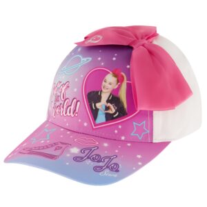 nickelodeon girls baseball cap, jojo siwa adjustable kids hat for ages 4-7, white