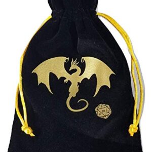 BD INNOVATION ELECTRONICS Black Dragon Velvet Drawstring Dice Bag with Gold Satin Interior