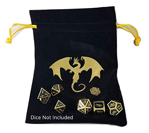 BD INNOVATION ELECTRONICS Black Dragon Velvet Drawstring Dice Bag with Gold Satin Interior