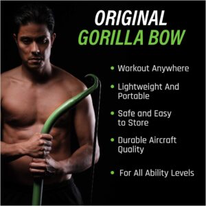 Gorilla Bow Portable Home Gym Resistance Bands and Bar System for Travel, Fitness, Weightlifting and Exercise Kit, Full Body Workout Equipment Set (Travel Bow, Black, Base Bundle)