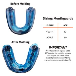 UNDER ARMOUR Gameday Pro Mouth Guard for Football, Lacrosse, Basketball, Hockey, Boxing etc. Sports Mouthguard. Includes Detachable Helmet Strap. Youth & Adult. Protectar Bucal, Blue