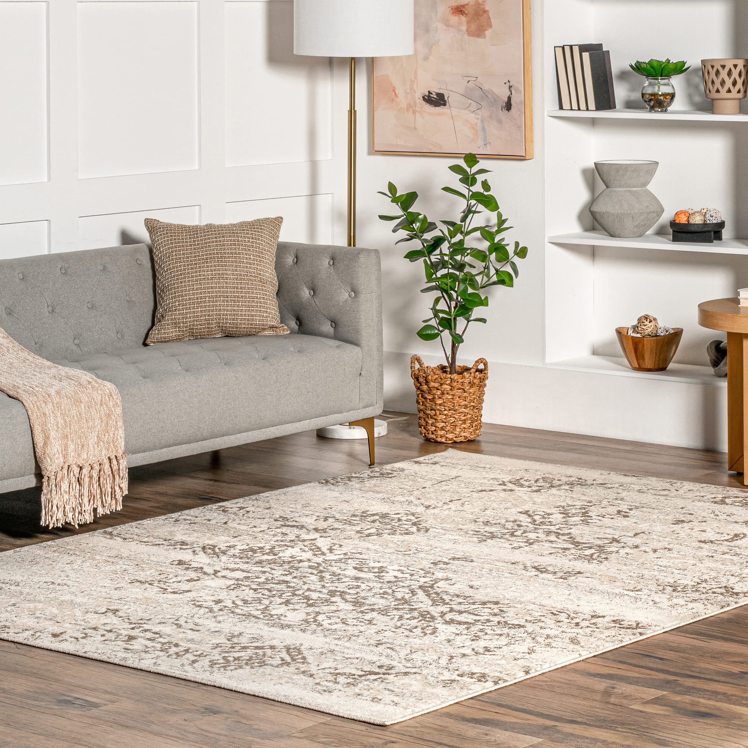 nuLOOM Freja Faded Floral Area Rug, 7x9, Beige