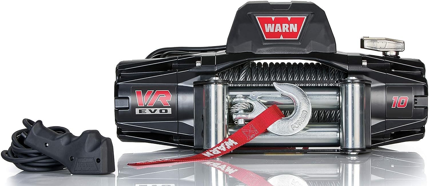 WARN 103252 VR EVO 10 Electric 12V DC Winch with Steel Cable Wire Rope: 3/8" Diameter x 90' Length, 5 Ton (10,000 lb) Pulling Capacity