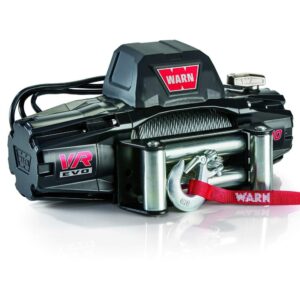 WARN 103252 VR EVO 10 Electric 12V DC Winch with Steel Cable Wire Rope: 3/8" Diameter x 90' Length, 5 Ton (10,000 lb) Pulling Capacity