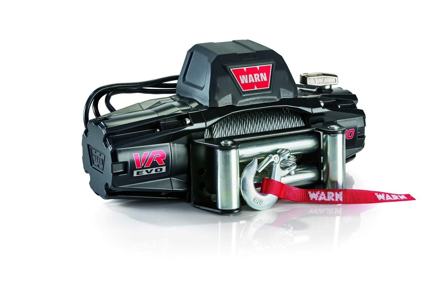 WARN 103252 VR EVO 10 Electric 12V DC Winch with Steel Cable Wire Rope: 3/8" Diameter x 90' Length, 5 Ton (10,000 lb) Pulling Capacity