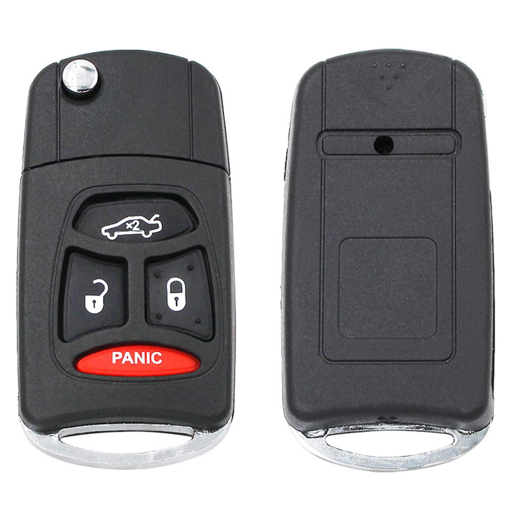 Beefunny Replacement Folding Flip Remote Car Key Shell Case Fob 4 Button for Chrysler for Dodge Durango (1)