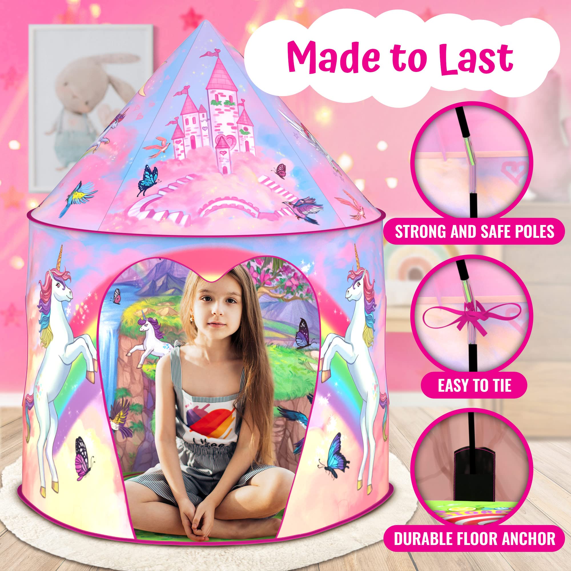 Unicorn Kids Play Tent | Extraordinary Magical Unicorn Pop Up Tent for Children Girls & Boys | Enjoy Indoor and Outdoor Imaginative Play | Foldable Playhouse Toy Gift