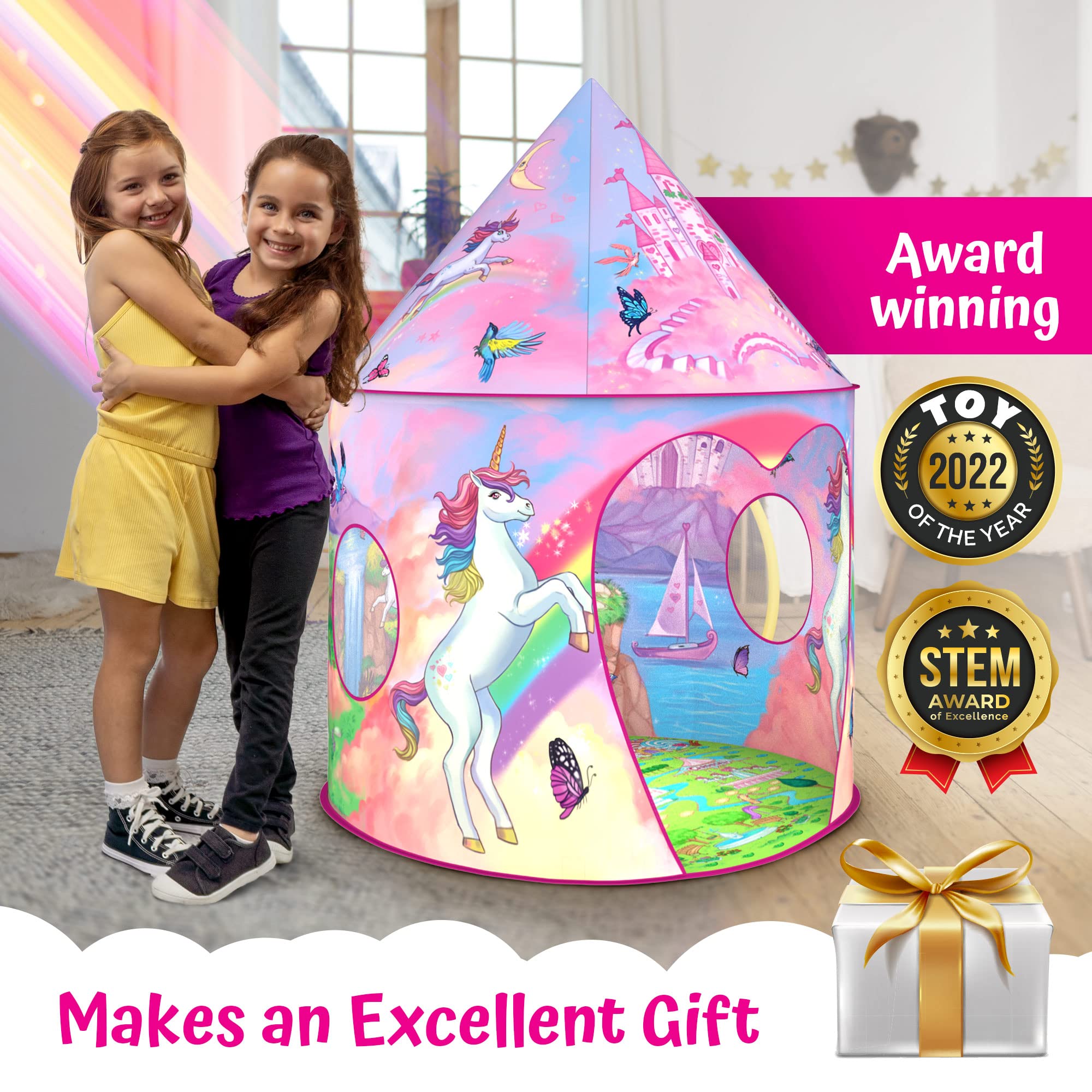 Unicorn Kids Play Tent | Extraordinary Magical Unicorn Pop Up Tent for Children Girls & Boys | Enjoy Indoor and Outdoor Imaginative Play | Foldable Playhouse Toy Gift