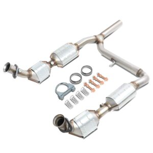 dna motoring factory style catalytic converter exhaust y-pipe replacement compatible with 04-06 f150 / 2006 mark lt 5.4 4wd only, oem-conv-026