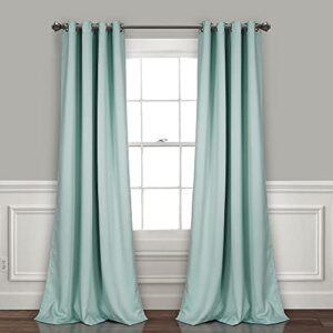 lush decor insulated grommet blackout window curtain panels, pair, 52" w x 120" l, blue - classic modern design - 120 inch curtains - extra long curtains for living room, bedroom, or dining room