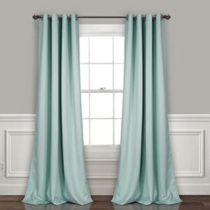 Lush Decor Insulated Grommet Blackout Window Curtain Panels, Pair, 52" W x 120" L, Blue - Classic Modern Design - 120 Inch Curtains - Extra Long Curtains For Living Room, Bedroom, Or Dining Room