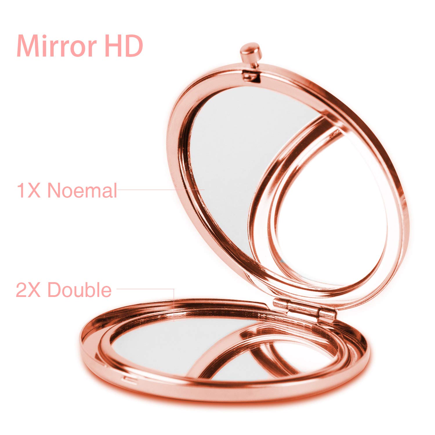 Dynippy Compact Mirror Rose Gold Makeup Mirror Folding Mini Pocket Mirror Portable Hand Mirror Double-Sided 2 x 1x Magnification for Woman Girls (A-Watercolor Flower)