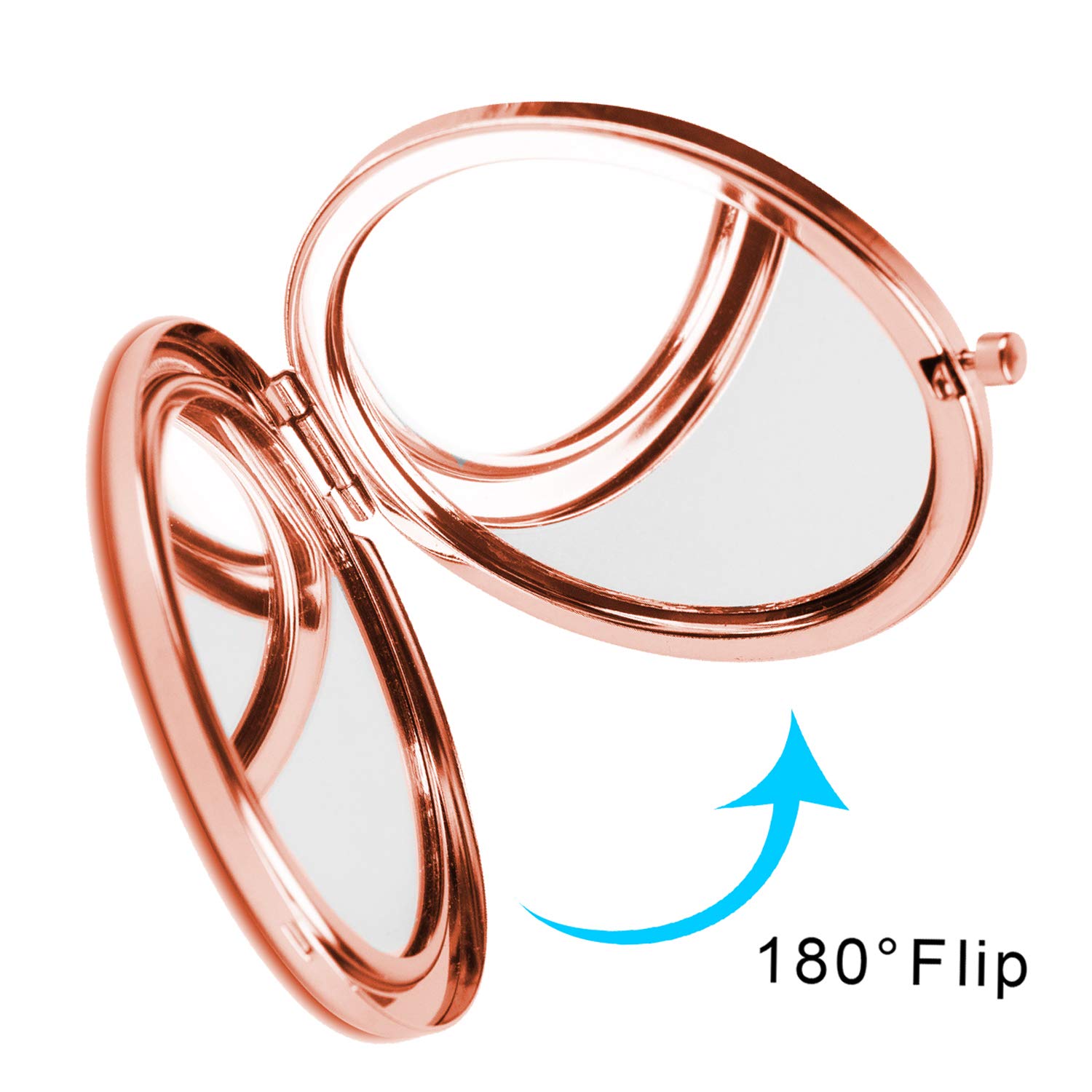 Dynippy Compact Mirror Rose Gold Makeup Mirror Folding Mini Pocket Mirror Portable Hand Mirror Double-Sided 2 x 1x Magnification for Woman Girls (A-Watercolor Flower)