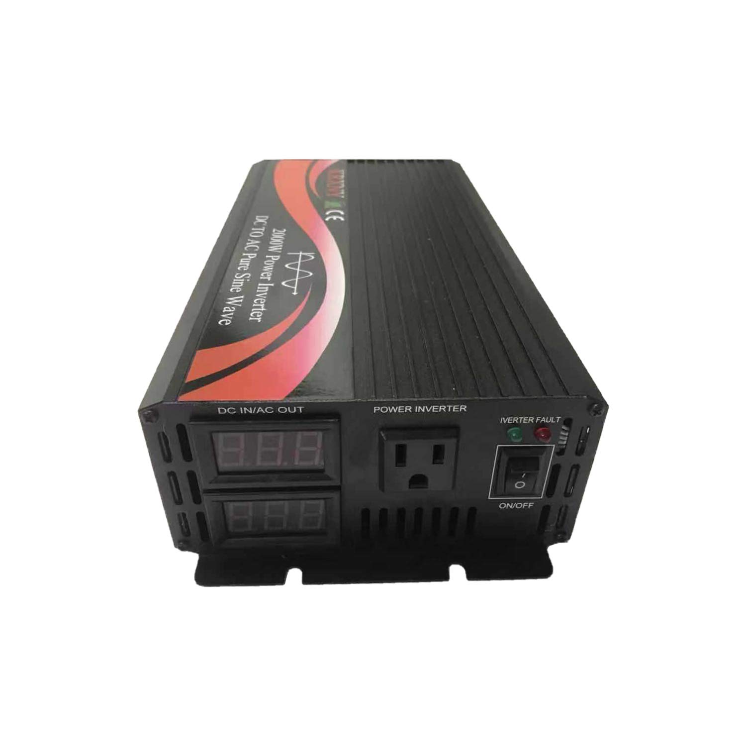 KRXNY 2000W Pure Sine Wave Power Inverter 12V DC to 110V 120V AC 60HZ with LED Display for Car/RV Home Solar System