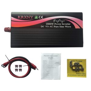 KRXNY 2000W Pure Sine Wave Power Inverter 12V DC to 110V 120V AC 60HZ with LED Display for Car/RV Home Solar System