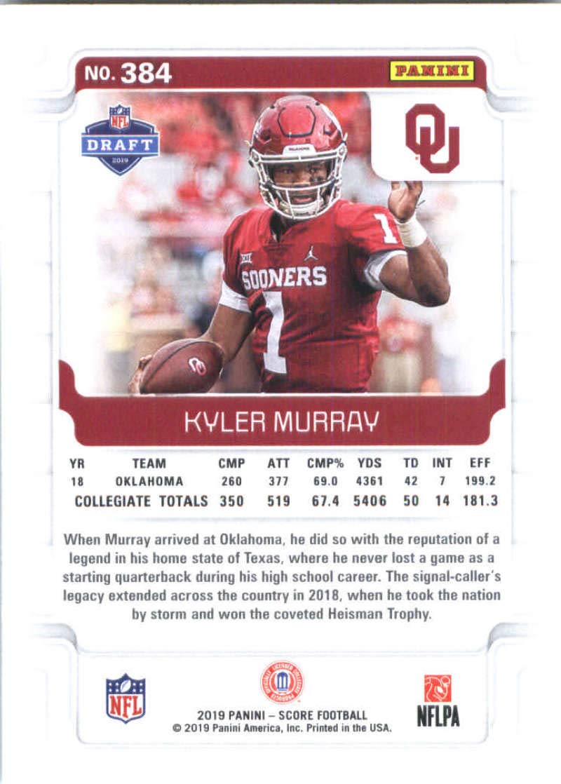 2019 Score #384 Kyler Murray Rookie NFL Football Card NM-MT