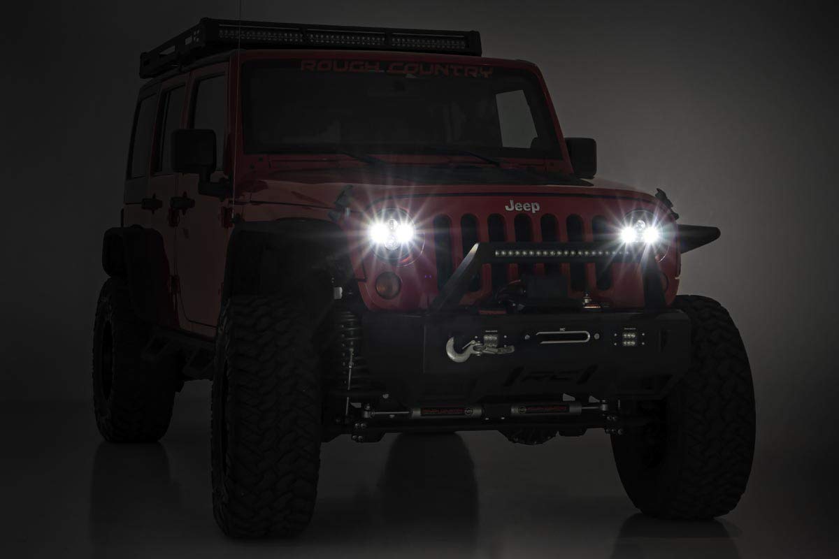 Rough Country LED Headlights 7" Round for 2007-2018 Jeep Wrangler JK - RCH5000