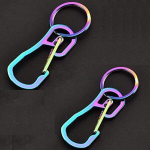 2 pack carabiner clip retractable ring set titanium keychain quick release hooks for men women