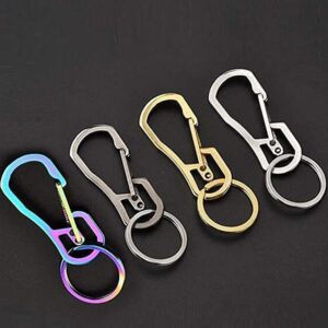 2 Pack Carabiner Clip Retractable Ring Set Titanium KeyChain Quick Release Hooks for Men Women