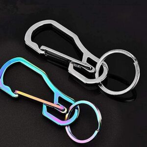 2 Pack Carabiner Clip Retractable Ring Set Titanium KeyChain Quick Release Hooks for Men Women