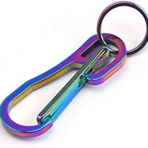 2 Pack Carabiner Clip Retractable Ring Set Titanium KeyChain Quick Release Hooks for Men Women