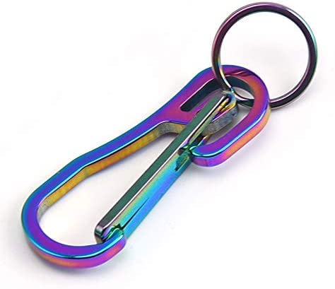 2 Pack Carabiner Clip Retractable Ring Set Titanium KeyChain Quick Release Hooks for Men Women