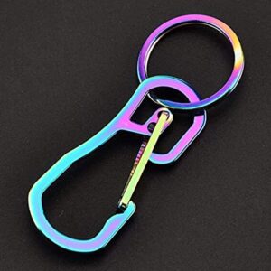 2 Pack Carabiner Clip Retractable Ring Set Titanium KeyChain Quick Release Hooks for Men Women