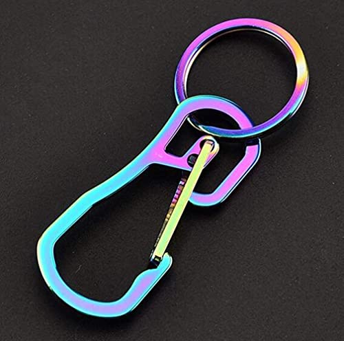 2 Pack Carabiner Clip Retractable Ring Set Titanium KeyChain Quick Release Hooks for Men Women