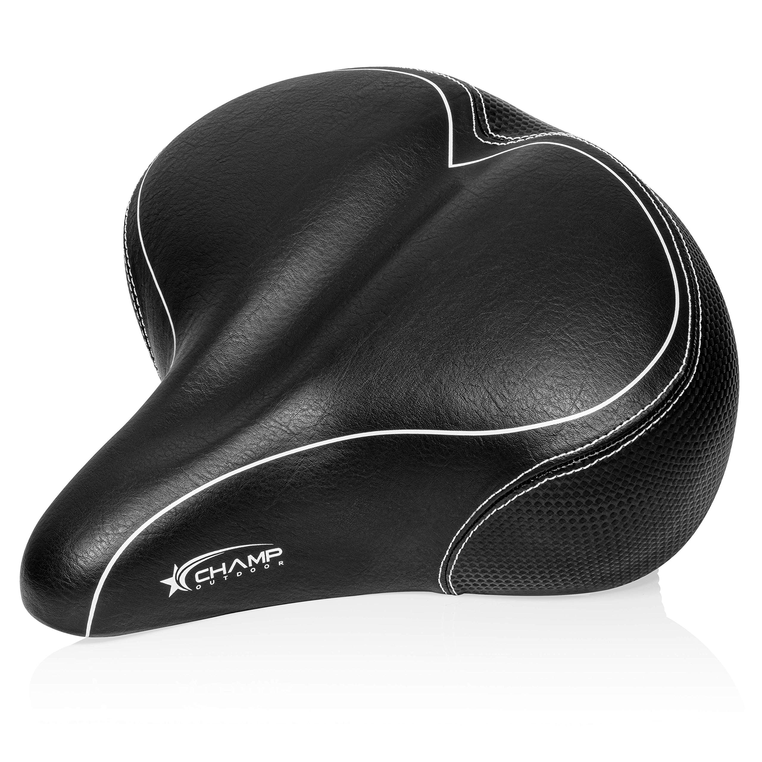 Oversized Comfortable Bike Seat – Comfort Cushion Replacement Bicycle Saddle – Universal Fit for Outdoor Bike and Beach Cruiser Bikes - Indoor Spin and Stationary Bikes – Wide Soft Padded Bike Saddle