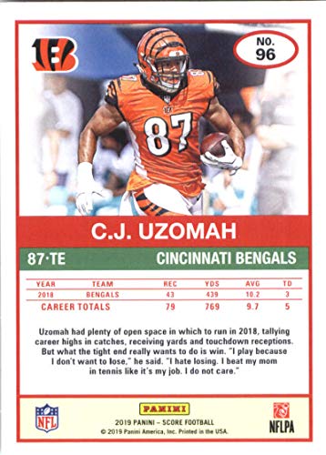 2019 Score #96 C.J. Uzomah Bengals NFL Football Card NM-MT