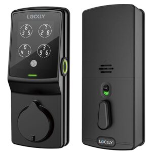 lockly secure plus deadbolt | bluetooth digital door lock, fingerprint scanner, touchscreen keypad, app control, auto lock, keyless entry door lock (pgd728fmb, matte black)