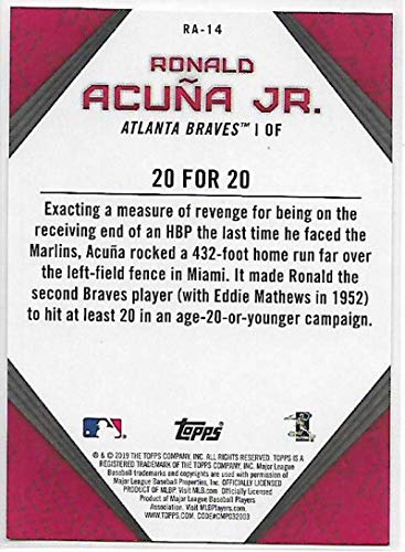 2019 Topps Star Players Highlights Baseball #RA-14 Ronald Acuna Jr. Atlanta Braves Official MLB Trading Card By Topps