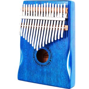 EASTROCK Kalimba Thumb Piano 17 Keys Portable Mbira Finger Piano with Waterproof Protective Case Kalimba Gifts for Kids Adults Beginners Professional (Blue Mahogany Hand Rest)