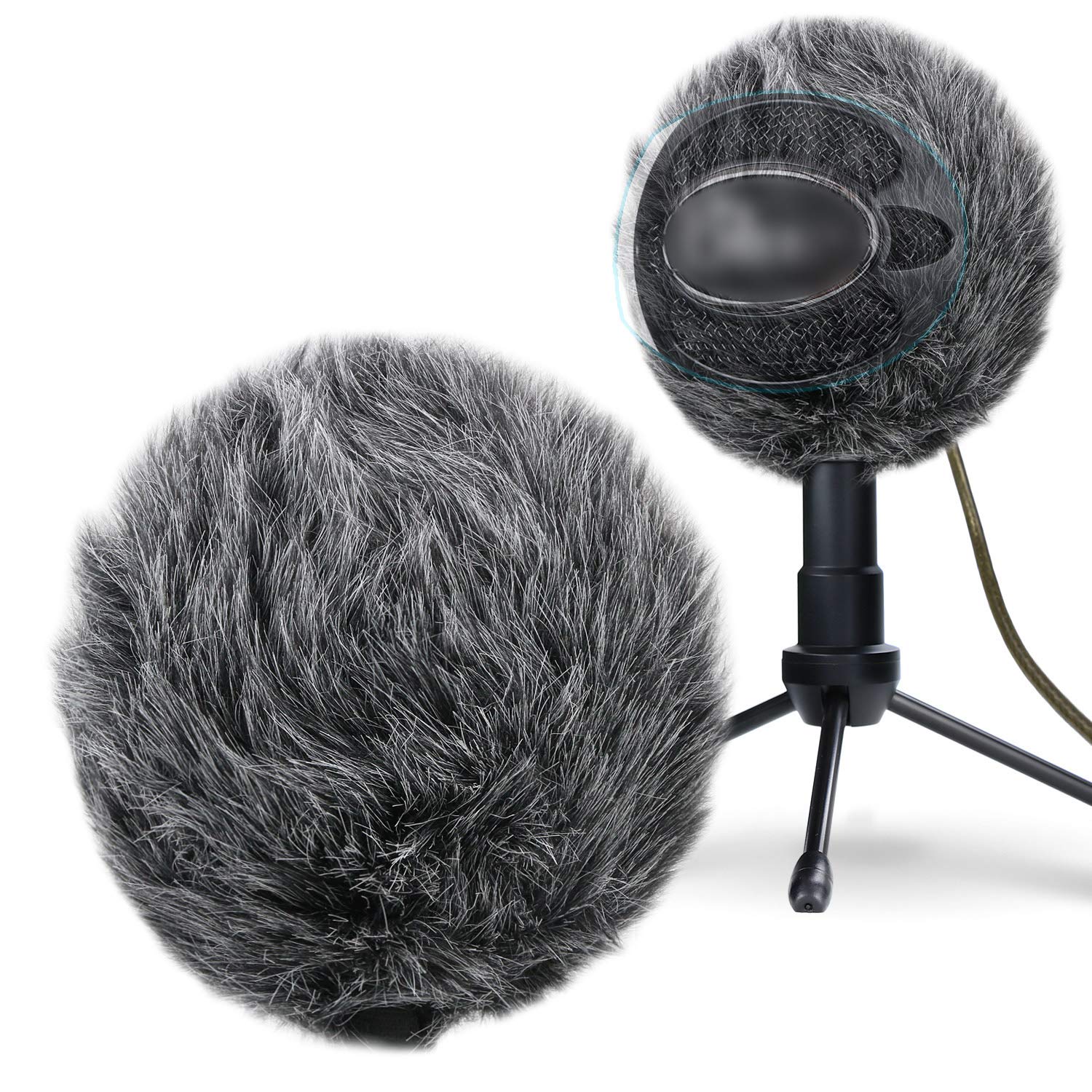 YOUSHARES Furry Windscreen Muff - Customized Pop Filter for Microphone, Deadcat Windshield Wind Cover for Improve Blue Snowball iCE Mic Audio Quality (Grey)