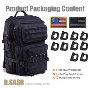 R.SASR Black Tactical Backpack, Military Backpack, Molle Backpack.(Black-01)