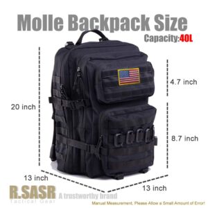 R.SASR Black Tactical Backpack, Military Backpack, Molle Backpack.(Black-01)