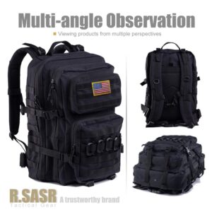 R.SASR Black Tactical Backpack, Military Backpack, Molle Backpack.(Black-01)