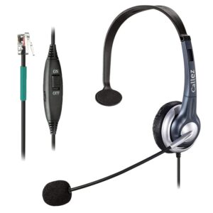 callez corded rj9 telephone headset mono with noise canceling mic compatible with shoretel 230 420 480 polycom vvx310 vvx311 vvx410 vvx411 avaya 1408 1416 5410 nec nortel office landline deskphones