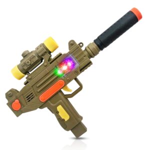 artcreativity led uzi style play gun with lights & sound, 12.5 inch toy gun with awesome led & realistic sound effects, pretend play firearm toy, great birthday gift for kids - batteries not included