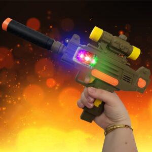 ArtCreativity LED Uzi Style Play Gun with Lights & Sound, 12.5 Inch Toy Gun with Awesome LED & Realistic Sound Effects, Pretend Play Firearm Toy, Great Birthday Gift for Kids - Batteries Not Included