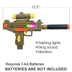 ArtCreativity LED Uzi Style Play Gun with Lights & Sound, 12.5 Inch Toy Gun with Awesome LED & Realistic Sound Effects, Pretend Play Firearm Toy, Great Birthday Gift for Kids - Batteries Not Included