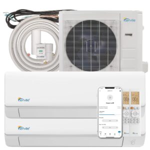 senville sena-30hf/d dual zone mini split air conditioner heat pump, 28000 btu, works with alexa, white