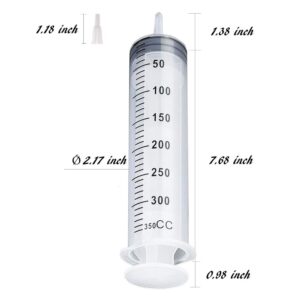 350ml Syringe with Adapter, Plastic Large Syringe without Needle for Scientific Lab Supplies, Pet Feeding Syringe Disposable, Liquid Measurement and Automotive Syringe Injection