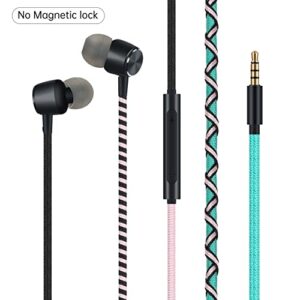 URIZONS 3.5 Jack Wired Earphones Teens Braided Headphones - with Microphone High Definition in-Ear Sports Headset for iPhone Samsung Laptop (Green)