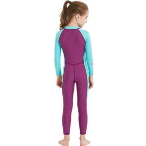 AIWUHE Kid's Full Body Swimwear Boys&Girls One Piece Swimsuit Long-Sleeve Water Sports Rash Guard UPF 50+ Sunsuit Sets 2-8Y Rose