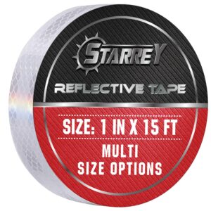 starrey reflective tape 1 inch wide 15 ft long dot-c2 high intensity white - 1 inch trailer reflector safety conspicuity tape for vehicles trucks bikes cargos helmets