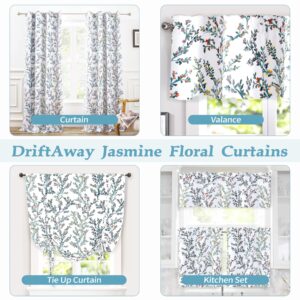 DriftAway Jasmine Watercolor Branch Botanical Thermal Insulated Energy Saving Window Curtain Valance for Living Room Bedroom Kitchen 2 Layers 52 Inch by 18 Inch Plus 2 Inch Header Multi 1 Pack