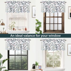 DriftAway Jasmine Watercolor Branch Botanical Thermal Insulated Energy Saving Window Curtain Valance for Living Room Bedroom Kitchen 2 Layers 52 Inch by 18 Inch Plus 2 Inch Header Multi 1 Pack