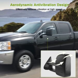 AUTOSAVER88 Manual Telescoping Towing Mirrors Compatible with 1999-2007 Chevy Silverado GMC Sierra 1500 2500 3500 (07 Classic Models ONLY), Side Tow Mirror for 2000-2006 Suburban Tahoe Yukon Truck