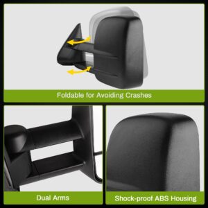 AUTOSAVER88 Manual Telescoping Towing Mirrors Compatible with 1999-2007 Chevy Silverado GMC Sierra 1500 2500 3500 (07 Classic Models ONLY), Side Tow Mirror for 2000-2006 Suburban Tahoe Yukon Truck